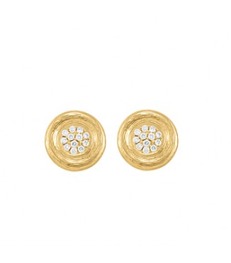PAVE CIRCLE EARRING TEXTURED F