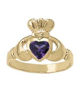 *FLAT STONE*CLADDAGH RING