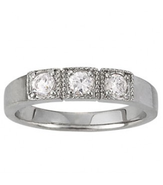 NEW! 3 STONE PRONG SET WED BAND