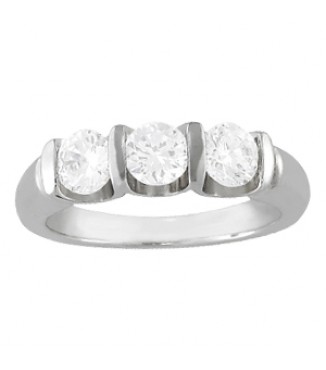 NEW! 3-STONE BAR SET WED BAND