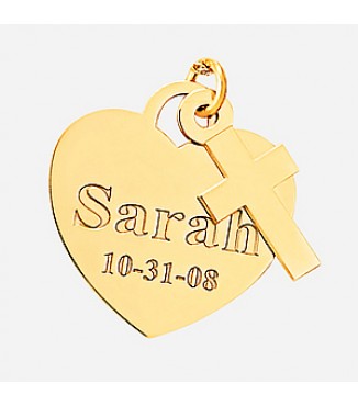 ENGRAVED HEART WITH CROSS