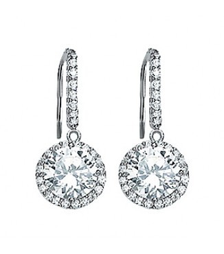 CZ DROP RD HALO EARRING