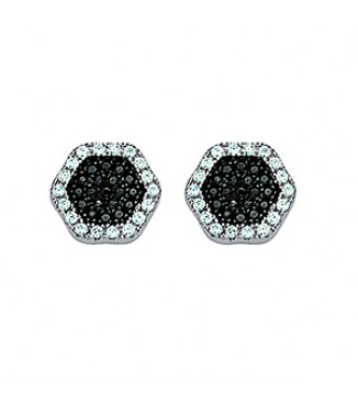 B/W CZ CLUSTER STUD