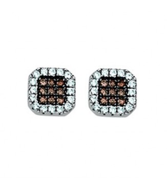 SQ BROWN CZ STUD EARRINGS