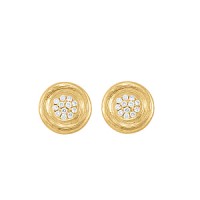 PAVE CIRCLE EARRING TEXTURED F