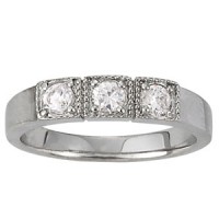 NEW! 3 STONE PRONG SET WED BAND