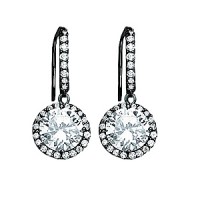 CZ DROP RD HALO EARRING