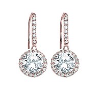 CZ DROP RD HALO EARRING