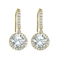 CZ DROP RD HALO EARRING